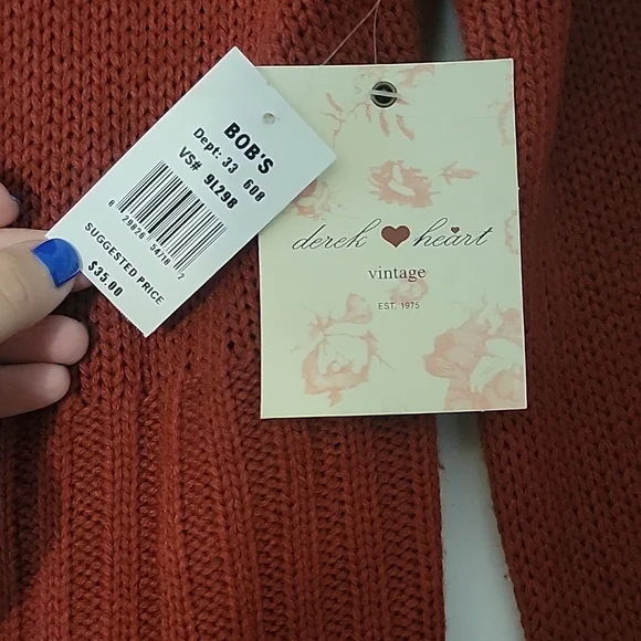 NWT DEREK HEART Button-Up Sweater w/Hood - Picture 5 of 6